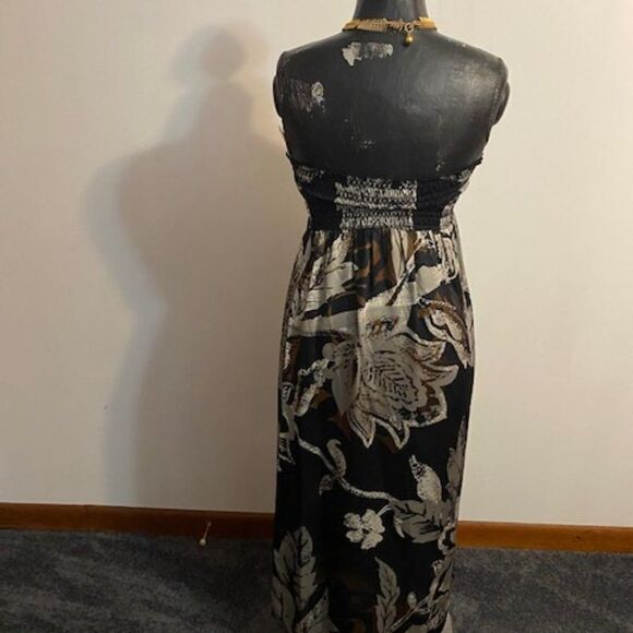 Glam Black/Gray Floral print Tube top dress, size M - Picture 2 of 3